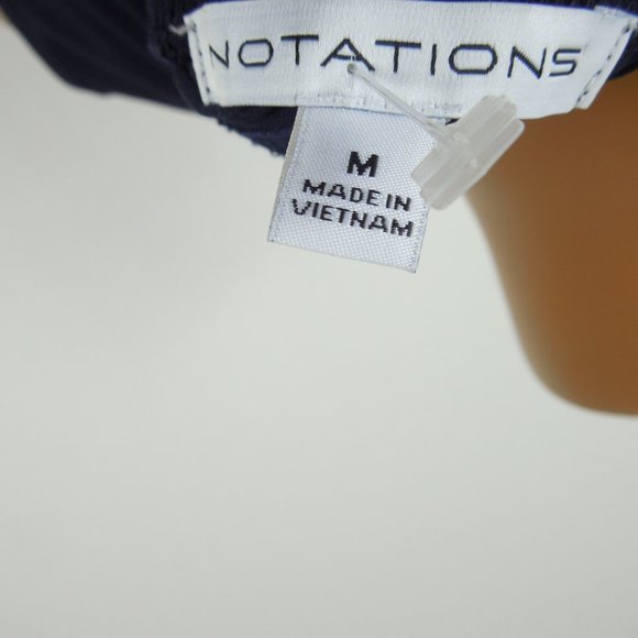 NOTATIONS Top M Navy Blue Shirt Stretch Sleeveless - Picture 6 of 7
